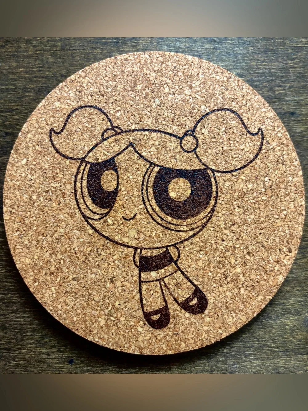 Powerpuff Girls 2016 Bubbles Laser Engraved Cork Coaster
